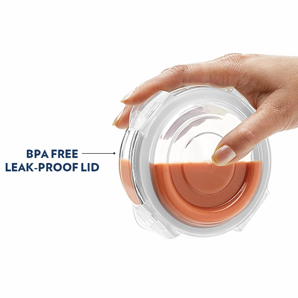 Borosil Klip n Store Round Glass Container, 620 ml