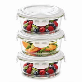 Borosil Klip n Store Round Glass Container, 620 ml - Set of 3 food storage,storage containers,kitchen storage