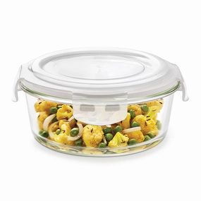 Borosil Klip n Store Round Glass Container, 950 ml food storage,storage containers,kitchen storage