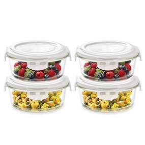 Borosil Klip n Store Round Glass Container, 950 ml - Set of 4 food storage,storage containers,kitchen storage
