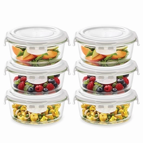 Borosil Klip n Store Round Glass Container, 950 ml - Set of 6 food storage,storage containers,kitchen storage