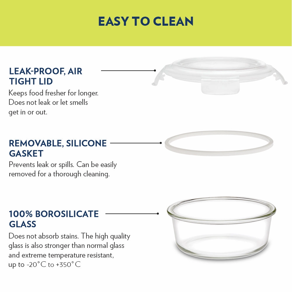 Borosil Klip n Store Round Glass Container