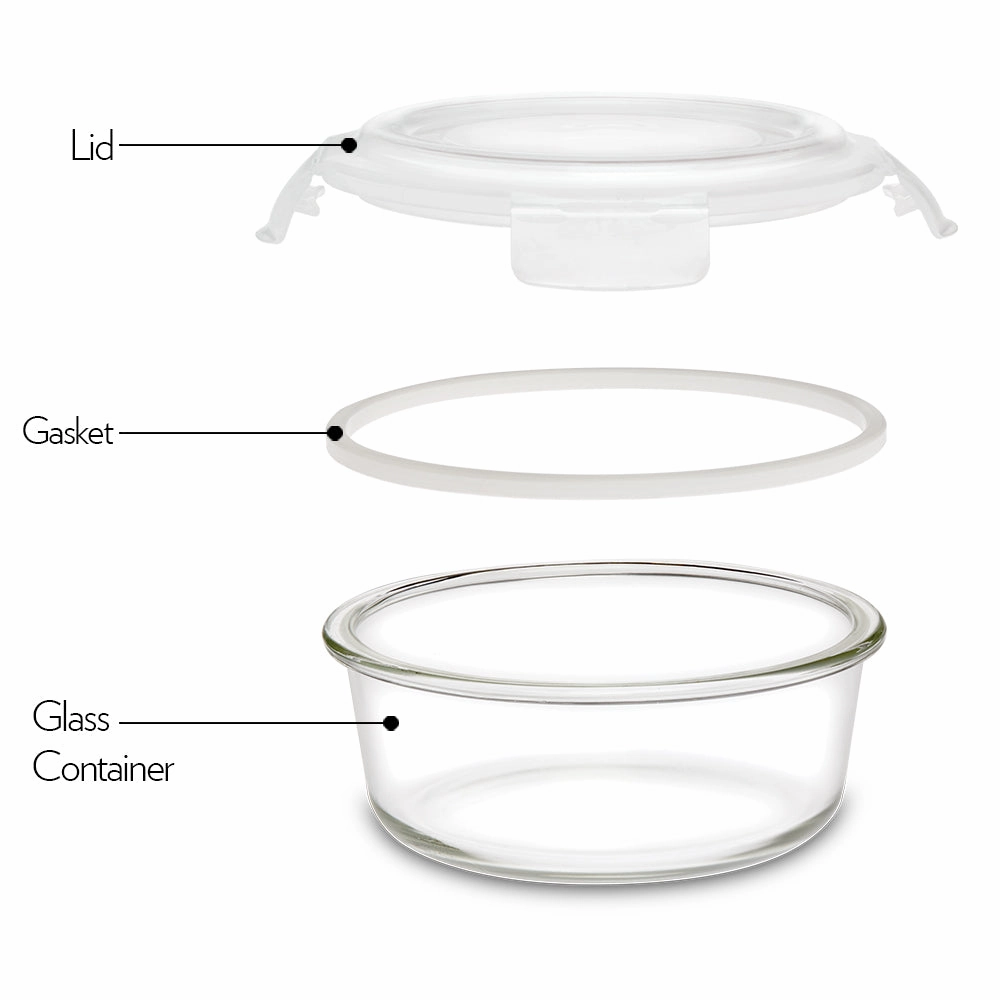 Borosil Klip n Store Round Set of 2 Glass Container, 400 ml x 2