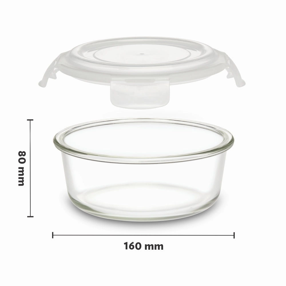 Borosil Klip n Store Round Set of 2 Glass Container, 620 ml x 2