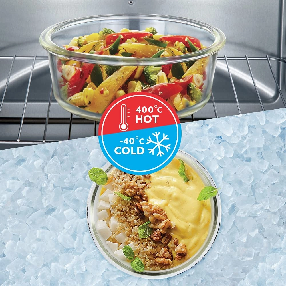Borosil Klip n Store Round Set of 2 Glass Container