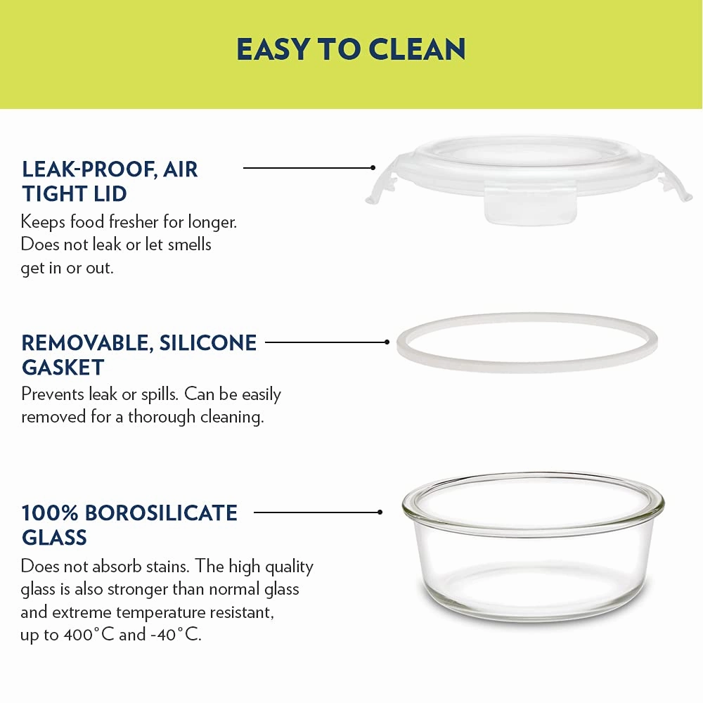 Borosil Klip n Store Round Set of 2 Glass Container