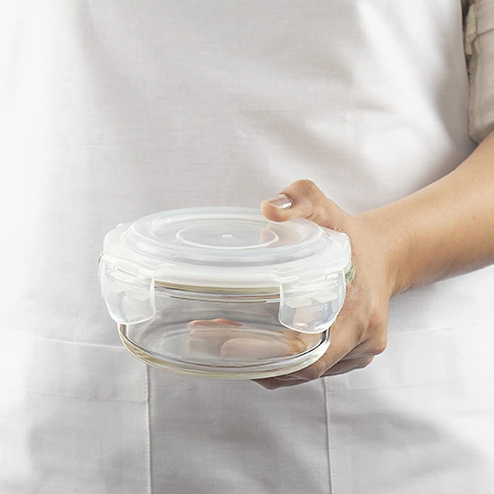 Borosil Klip n Store Round Set of 2 Glass Containers