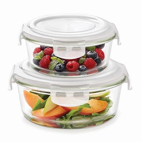 Borosil Klip n Store Round Set of 2 Glass Containers food storage,storage containers,kitchen storage