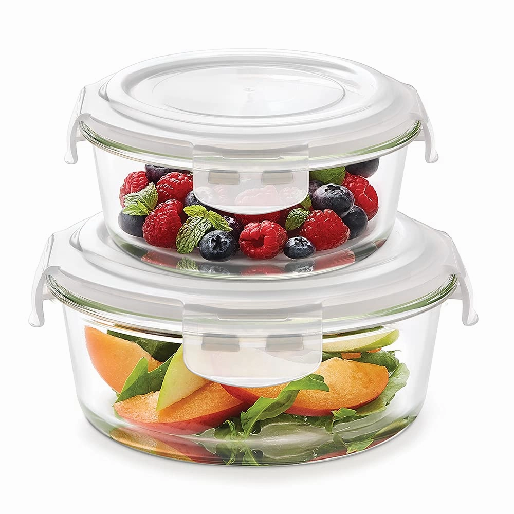 Borosil Klip n Store Round Set of 2 Glass Containers food storage,storage containers,kitchen storage