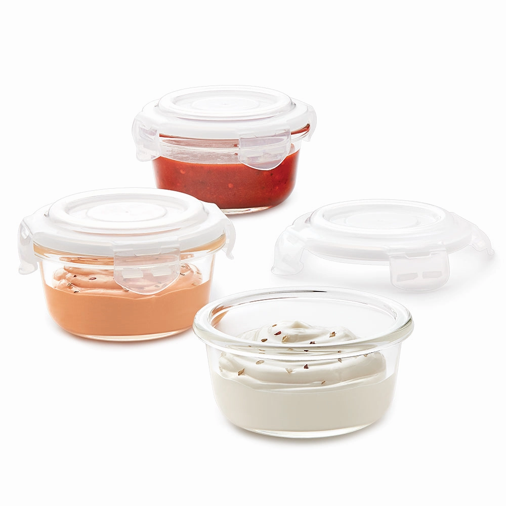 Borosil Klip n Store Round Set of 3 Glass Container, 240 ml x 3