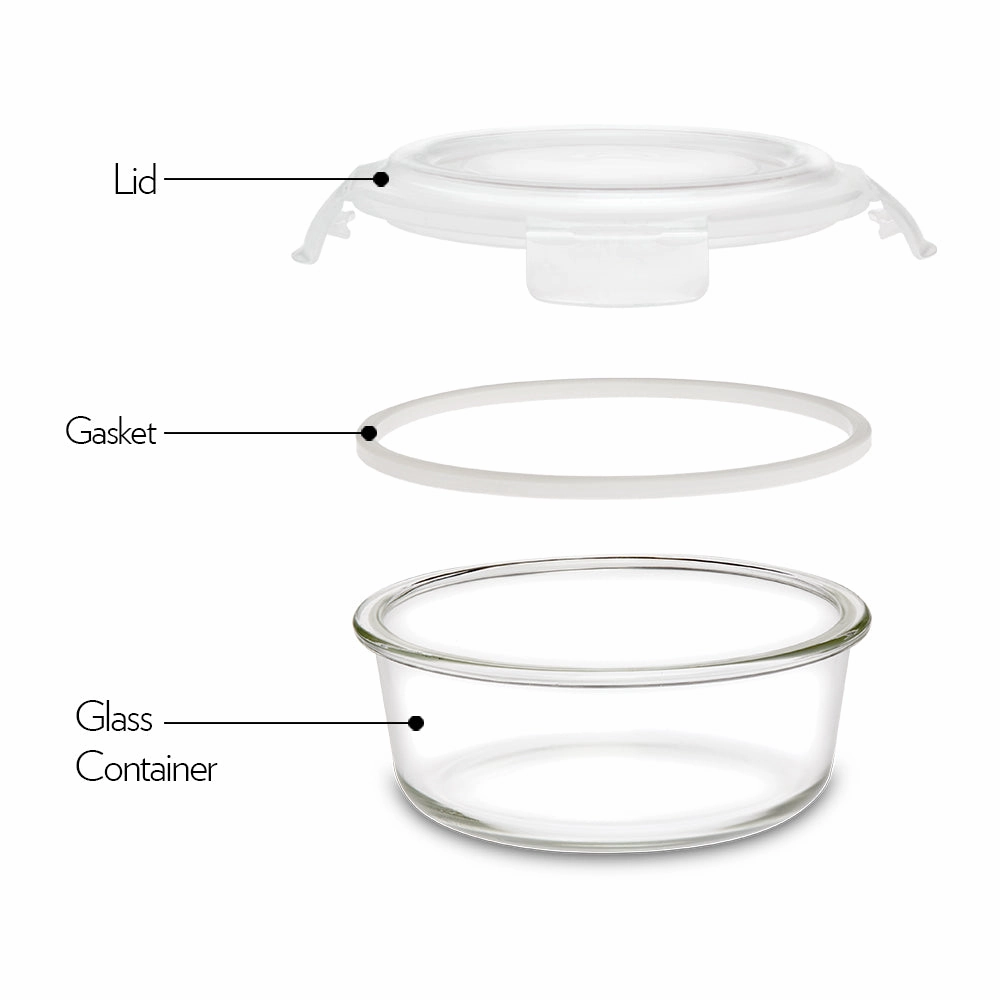 Borosil Klip n Store Round Set of 3 Glass Container, 240 ml x 3