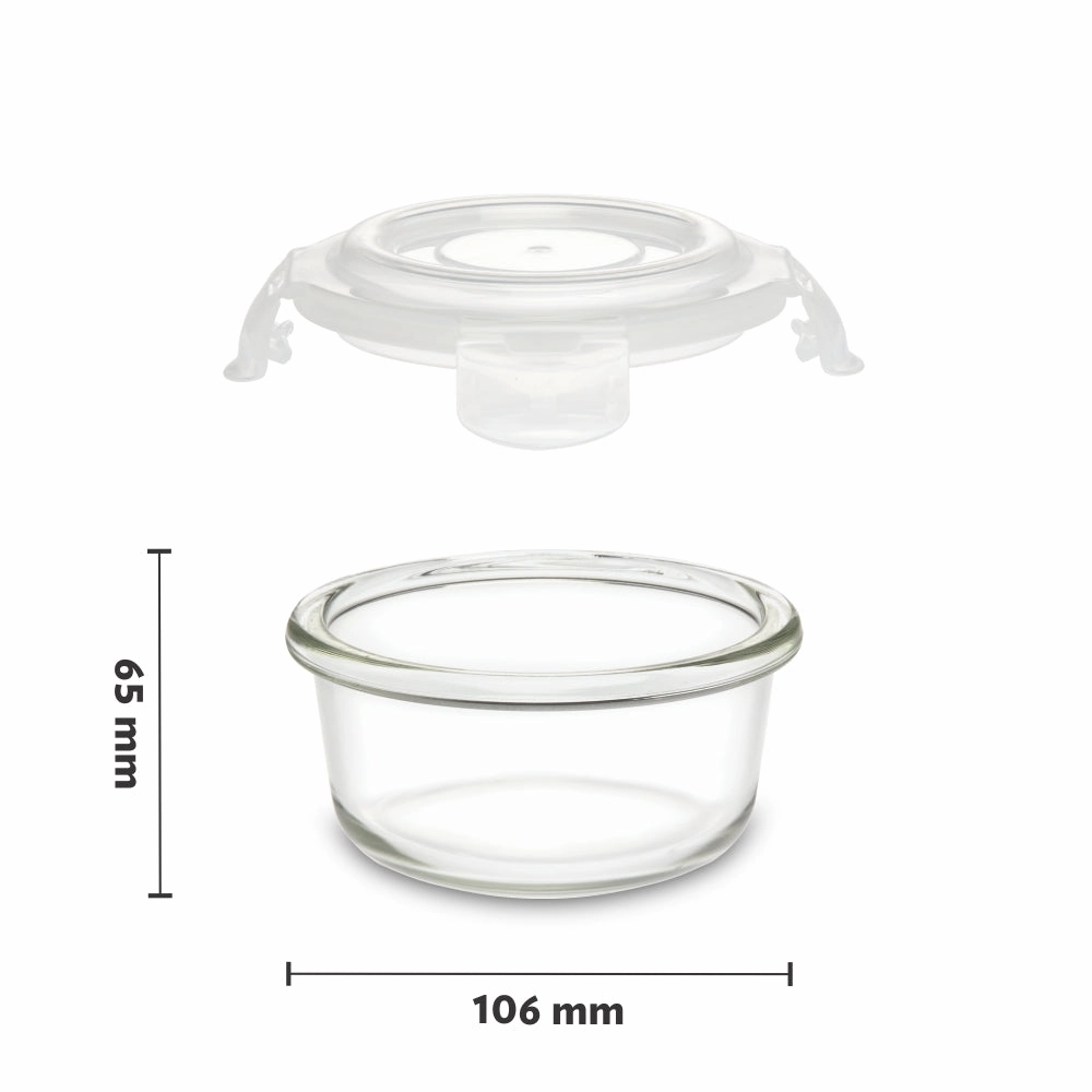 Borosil Klip n Store Round Set of 3 Glass Container, 240 ml x 3