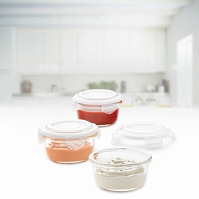 Borosil Klip n Store Round Set of 3 Glass Container, 240 ml x 3 food storage,storage containers,kitchen storage