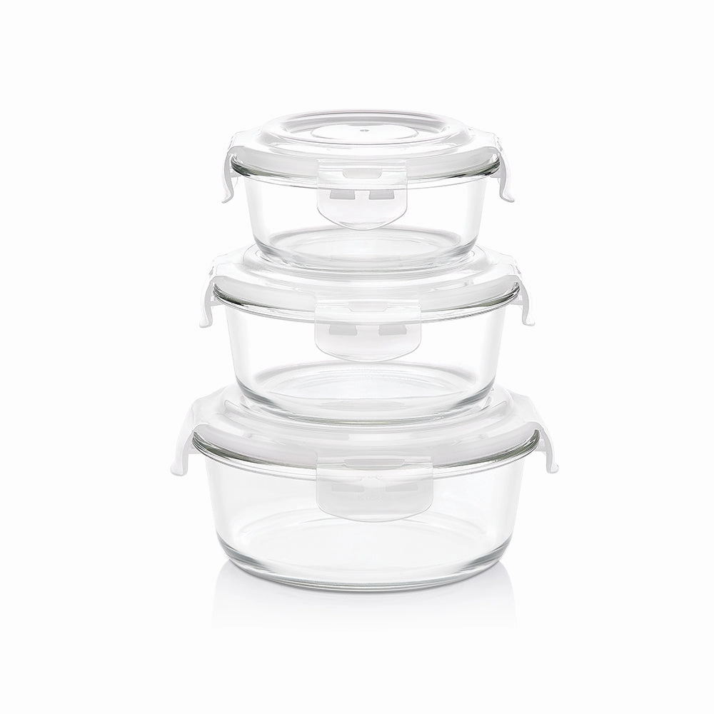 Borosil Klip n Store Round Set of 3 Glass Container, 400 ml   620 ml   950 ml