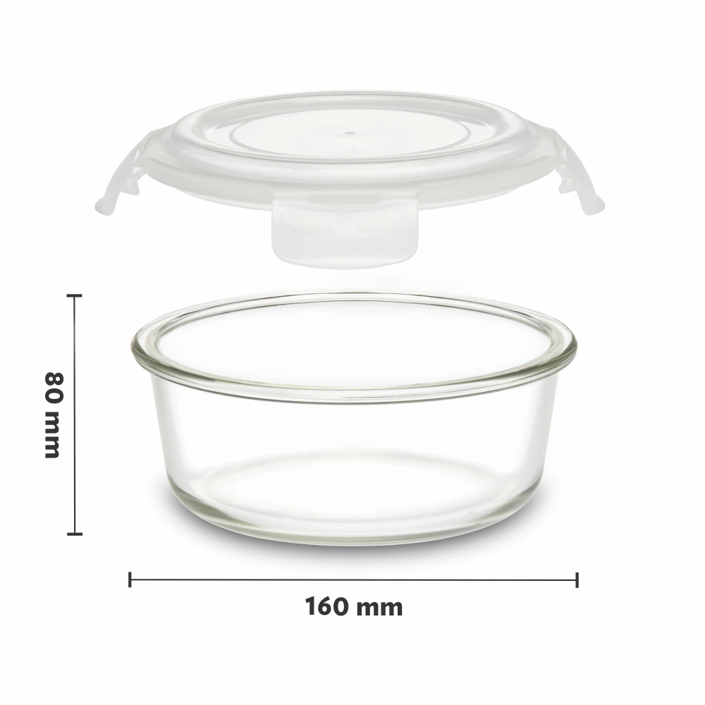Borosil Klip n Store Round Set of 3 Glass Container, 400 ml   620 ml   950 ml