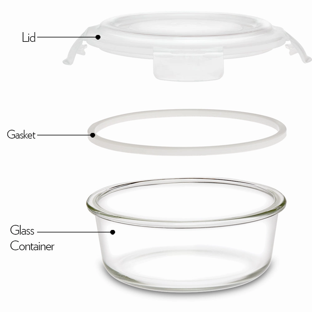Borosil Klip n Store Round Set of 3 Glass Container, 400 ml   620 ml   950 ml