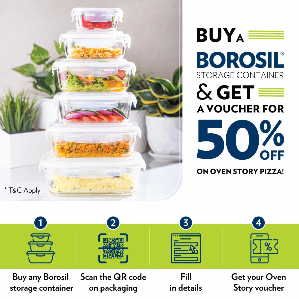 Borosil Klip n Store Round Set of 3 Glass Container