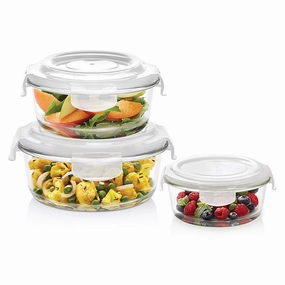 Borosil Klip n Store Round Set of 3 Glass Container food storage,storage containers,kitchen storage