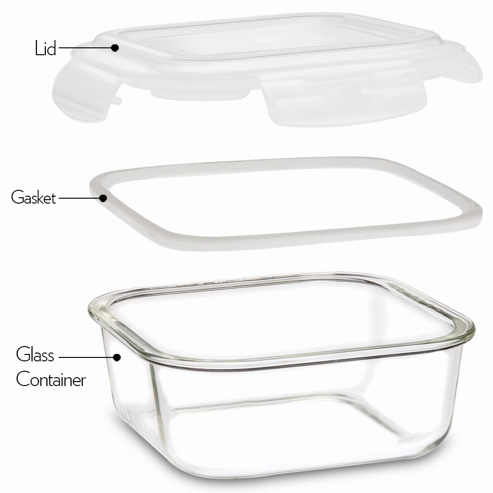 Borosil Klip n Store Square Glass Container, 1 L