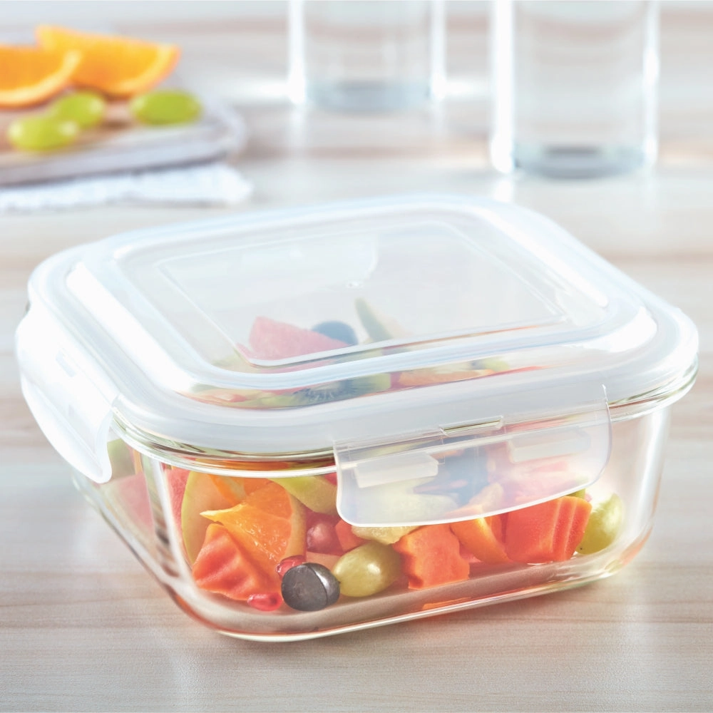 Borosil Klip n Store Square Glass Container, 1 L