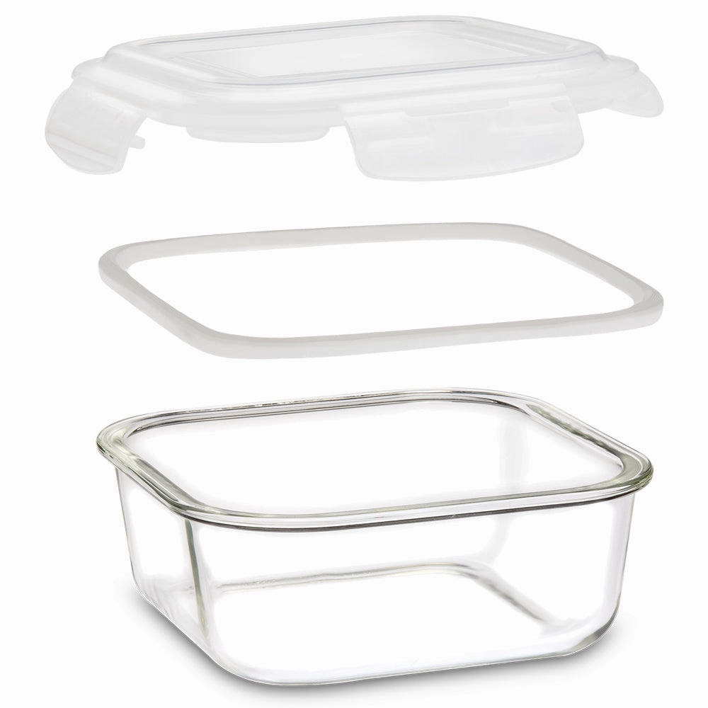 Borosil Klip n Store Square Glass Container, 1 L