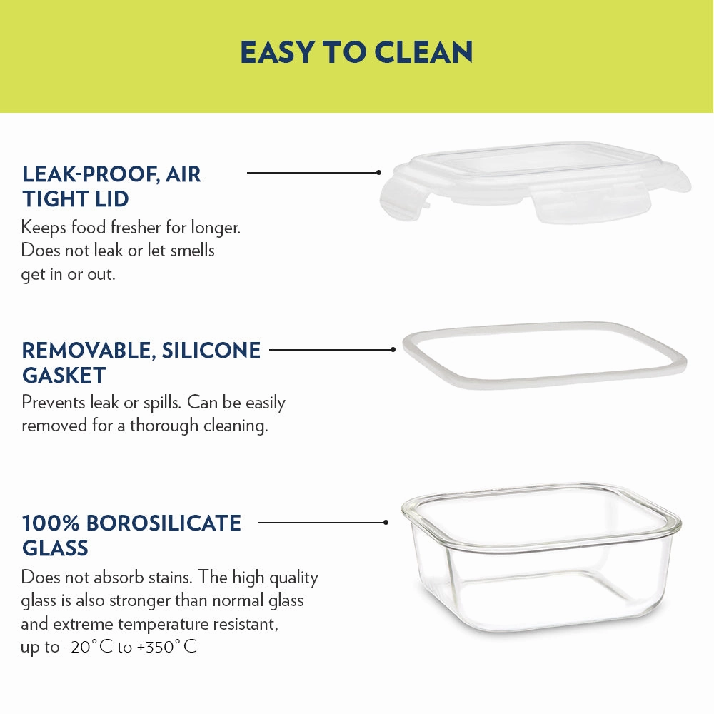 Borosil Klip n Store Square Glass Container