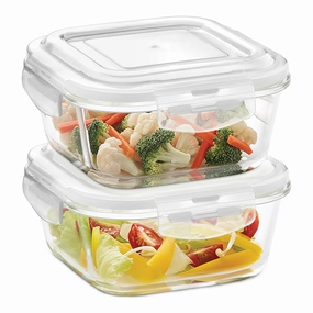Borosil Klip n Store Square Glass Container, 520 ml - Set of 2 food storage,storage containers,kitchen storage