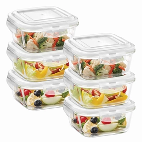 Borosil Klip n Store Square Glass Container, 520 ml - Set of 6 food storage,storage containers,kitchen storage