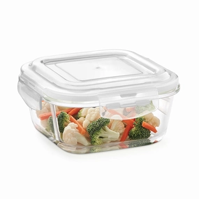 Borosil Klip n Store Square Glass Container, 520 ml food storage,storage containers,kitchen storage