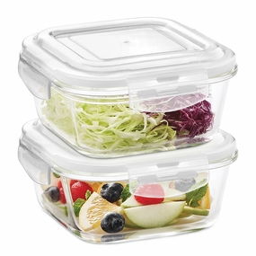 Borosil Klip n Store Square Glass Container, 800 ml - Set of 2 food storage,storage containers,kitchen storage