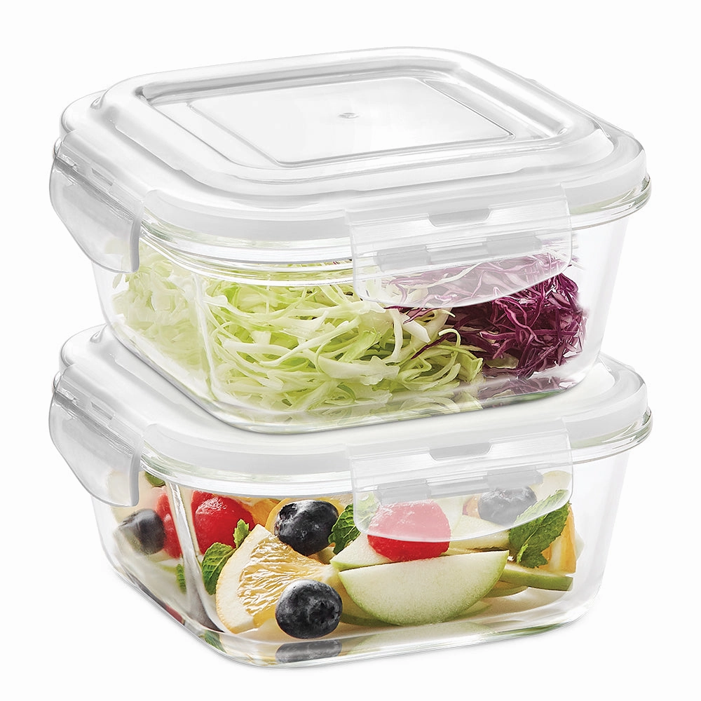 Borosil Klip n Store Square Glass Container, 800 ml - Set of 2 food storage,storage containers,kitchen storage