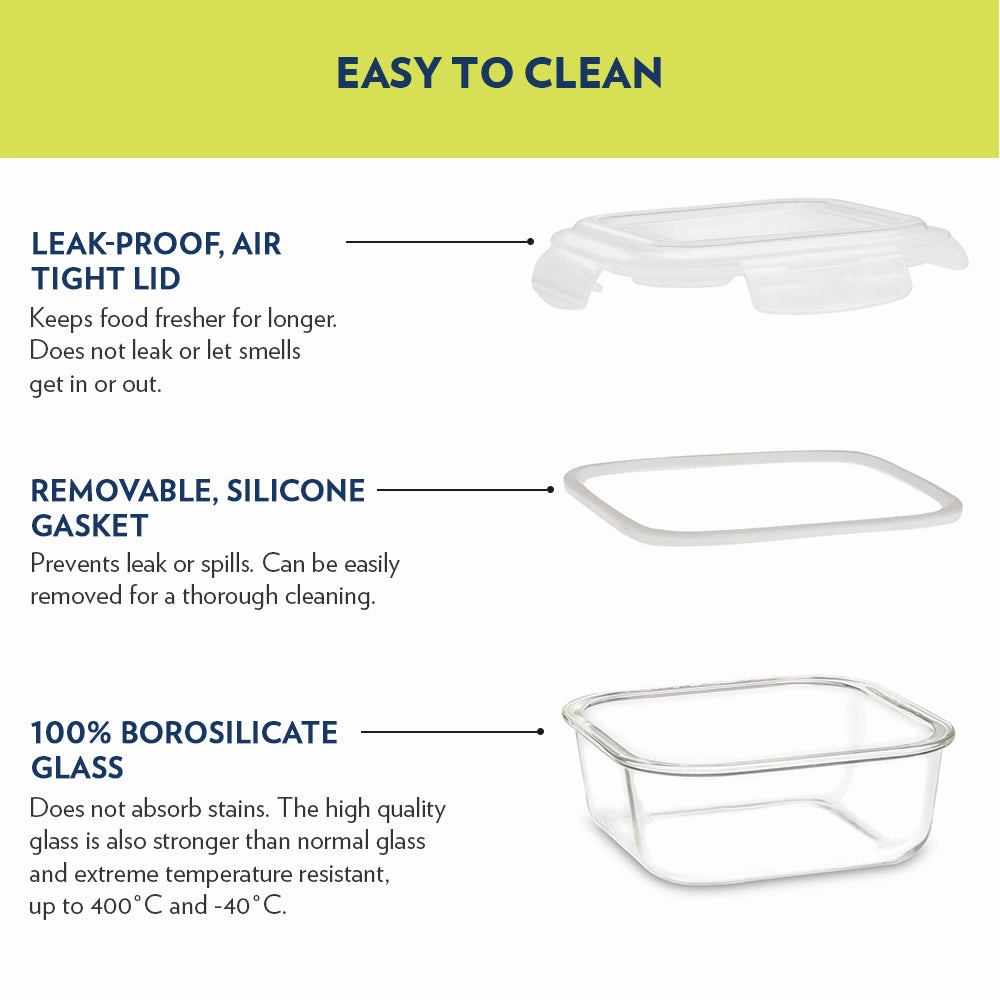 Borosil Klip n Store Square Glass Container