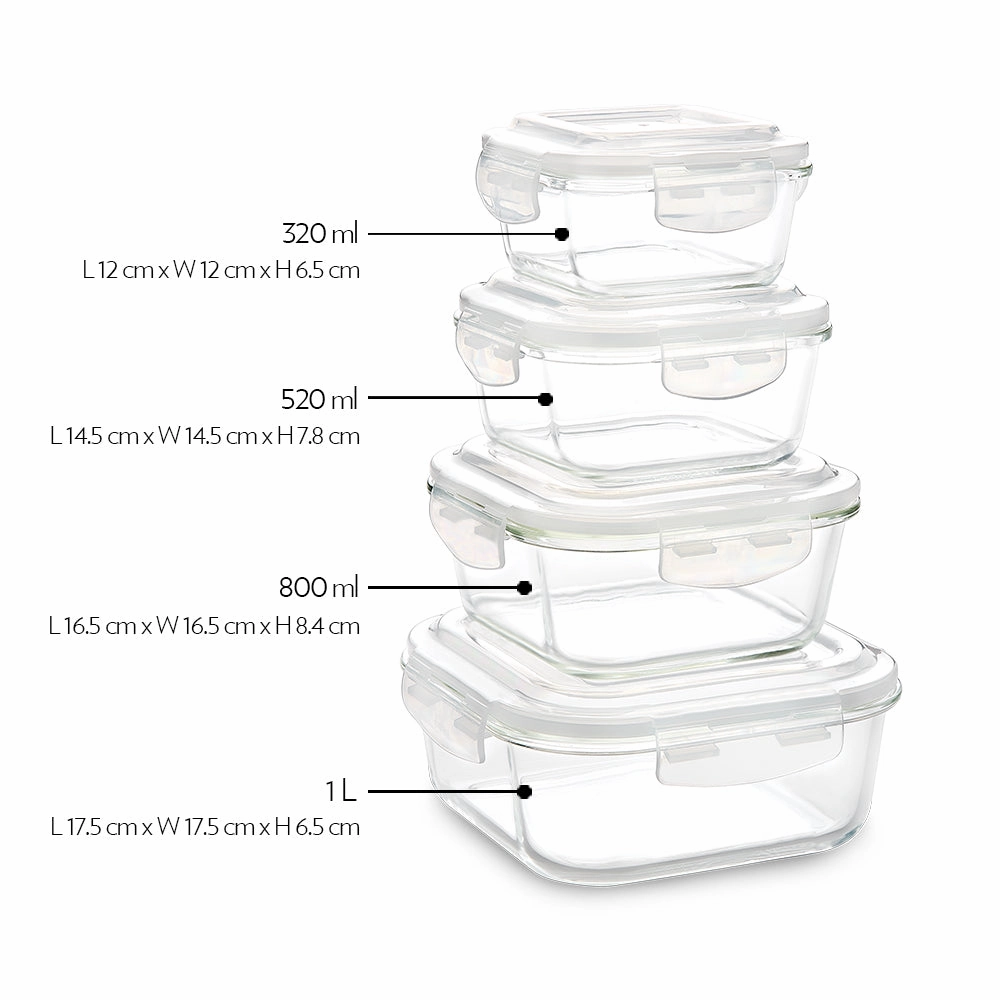 Borosil Klip n Store Square Glass Container