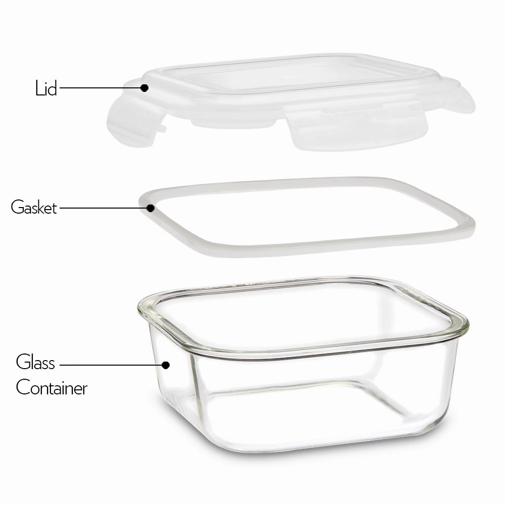 Borosil Klip n Store Square Set of 2 Glass Container, 320 ml x 2