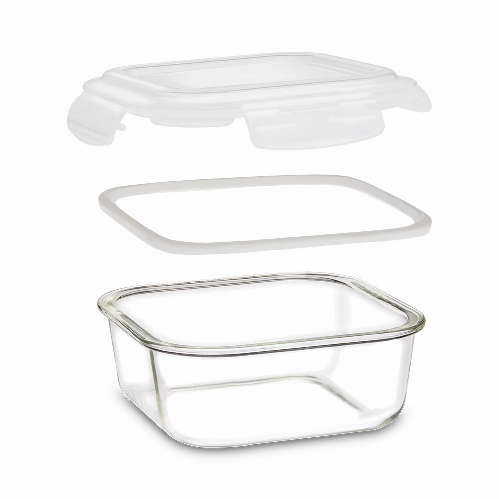 Borosil Klip n Store Square Set of 2 Glass Container, 320 ml x 2