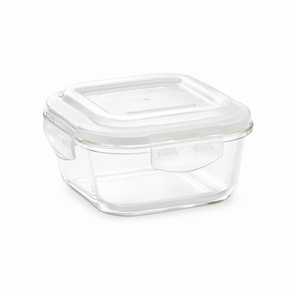 Borosil Klip n Store Square Set of 2 Glass Container, 520 ml   800 ml