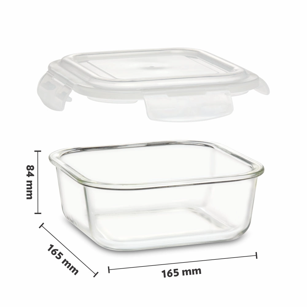 Borosil Klip n Store Square Set of 2 Glass Container, 520 ml   800 ml