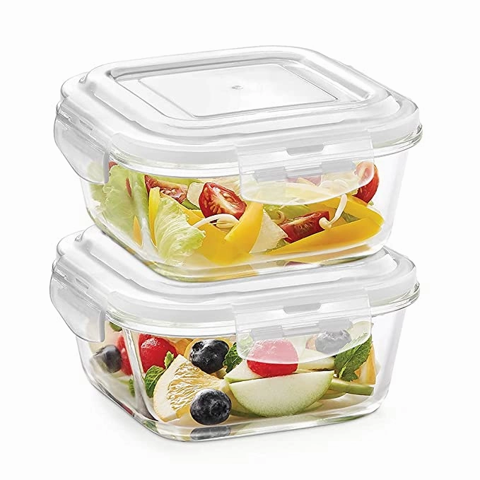 Borosil Klip n Store Square Set of 2 Glass Container food storage,storage containers,kitchen storage