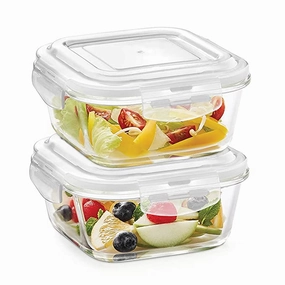 Borosil Klip n Store Square Set of 2 Glass Container food storage,storage containers,kitchen storage