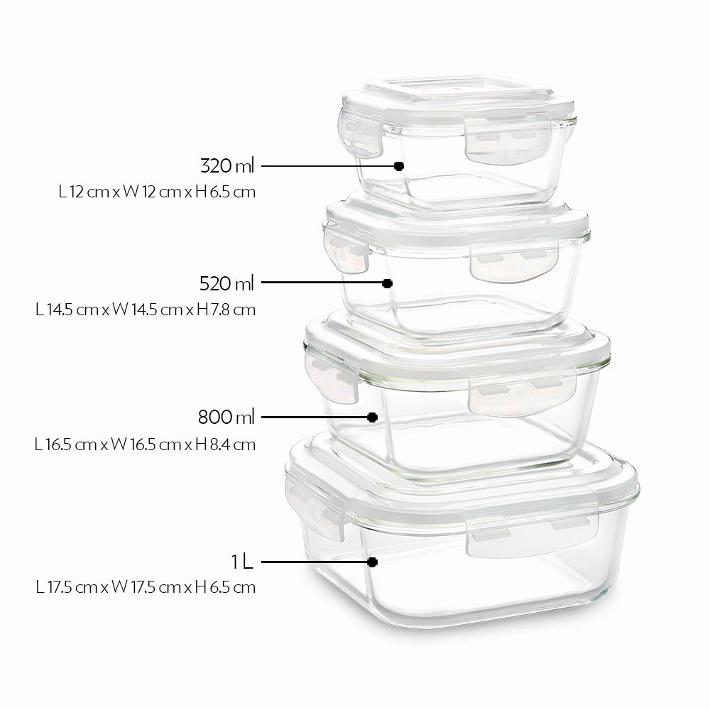 Borosil Klip n Store Square Set of 2 Glass Container