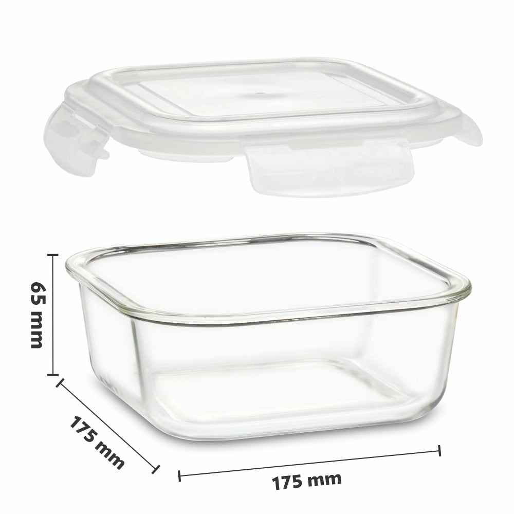 Borosil Klip n Store Square Set of 3 Glass Container, 1L x 3