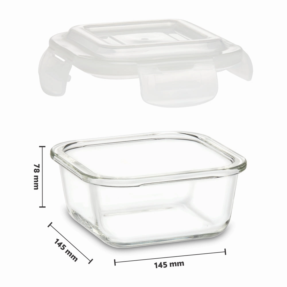 Borosil Klip n Store Square Set of 3 Glass Container, 320 ml   520 ml   800 ml