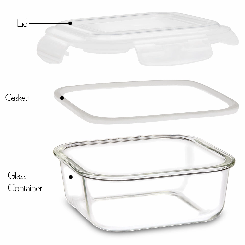 Borosil Klip n Store Square Set of 3 Glass Container, 320 ml   520 ml   800 ml