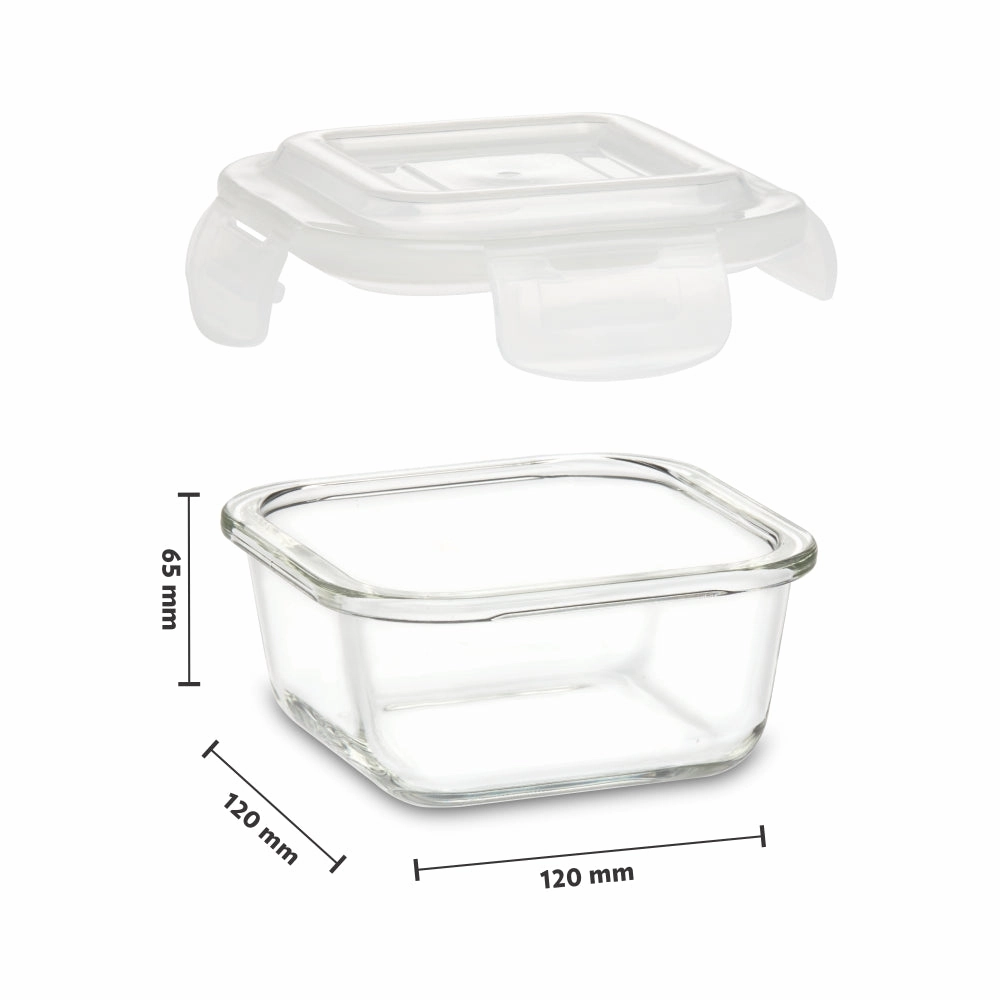 Borosil Klip n Store Square Set of 3 Glass Container, 320 ml   520 ml   800 ml
