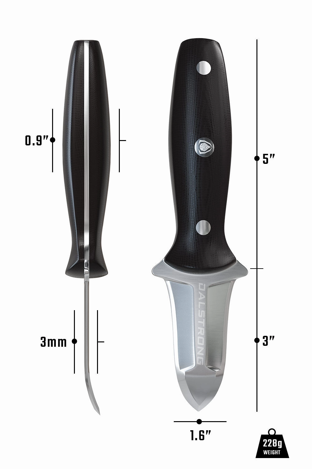 Boston Oyster Shucking Knife 3" | Gladiator Series | NSF Certified | Dalstrong 