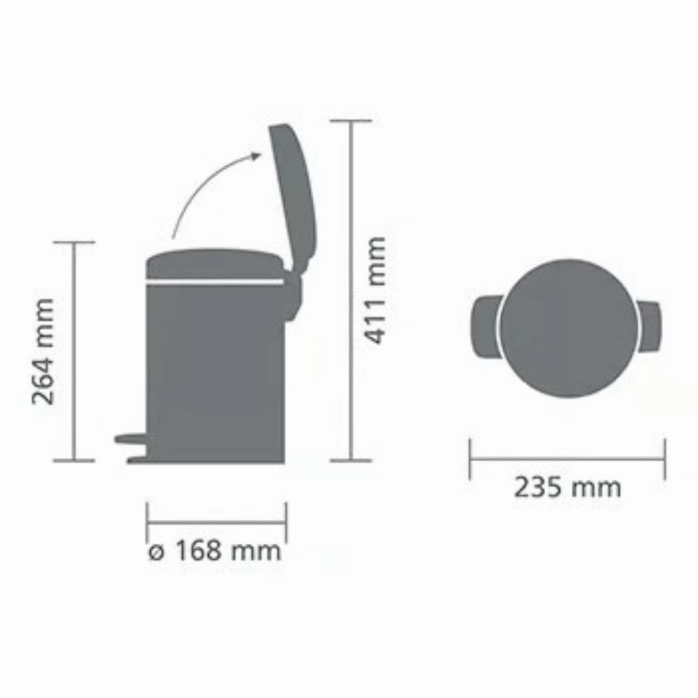 brabantia NewIcon Pedal Bin 3L In Brilliant Steel