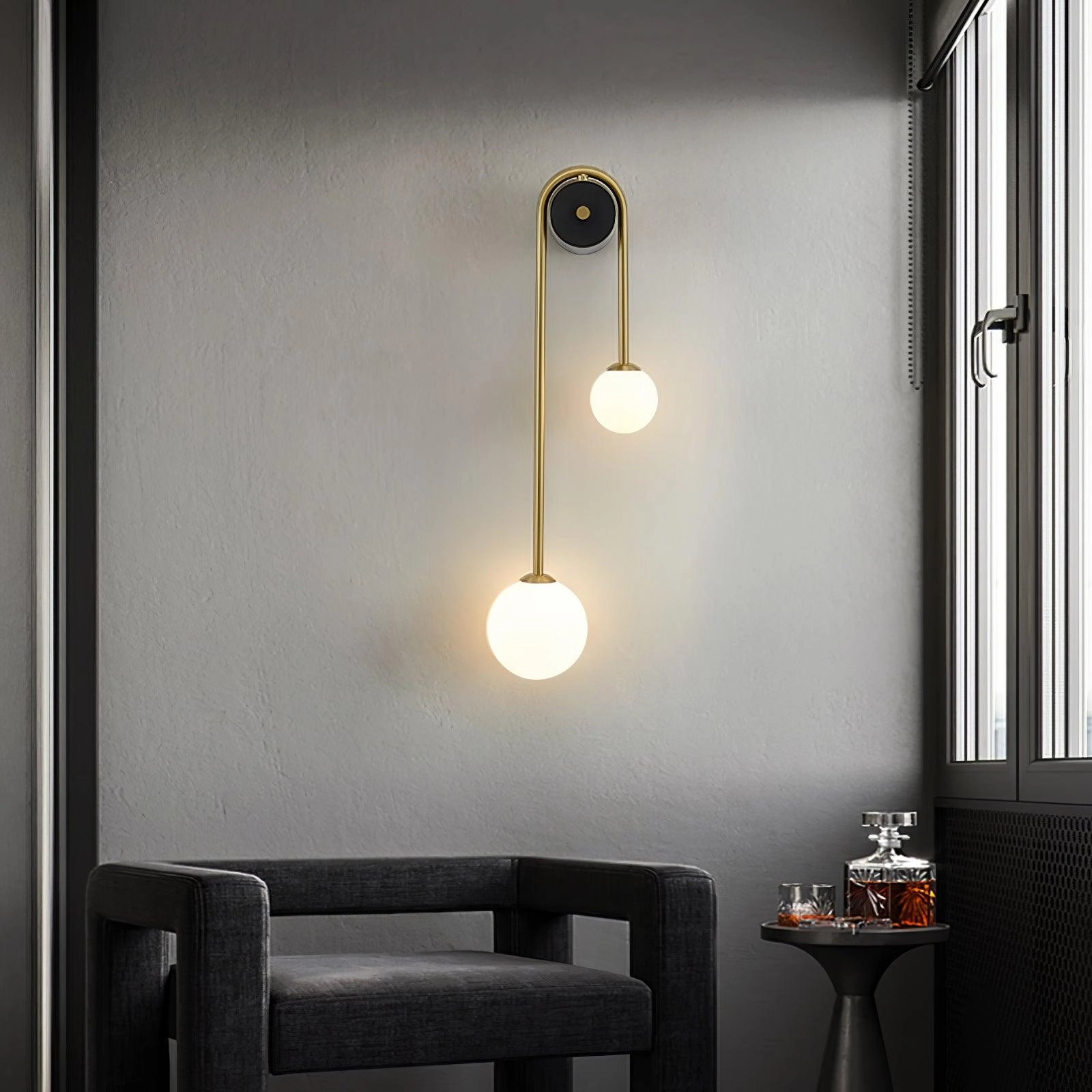 Brass Arc Wall Light