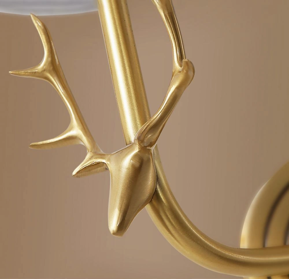 Brass Deer Head Wall Light