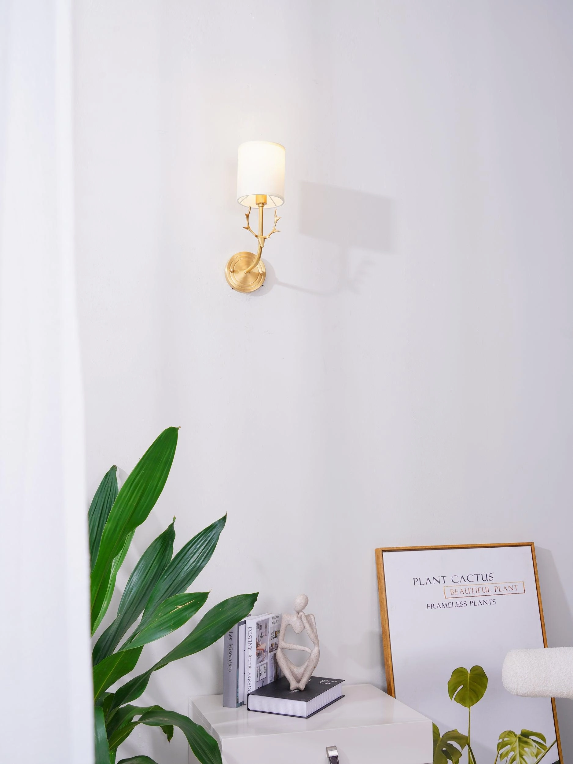 Brass Deer Head Wall Light