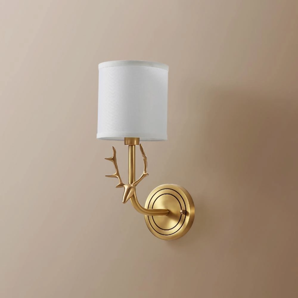 Brass Deer Head Wall Light